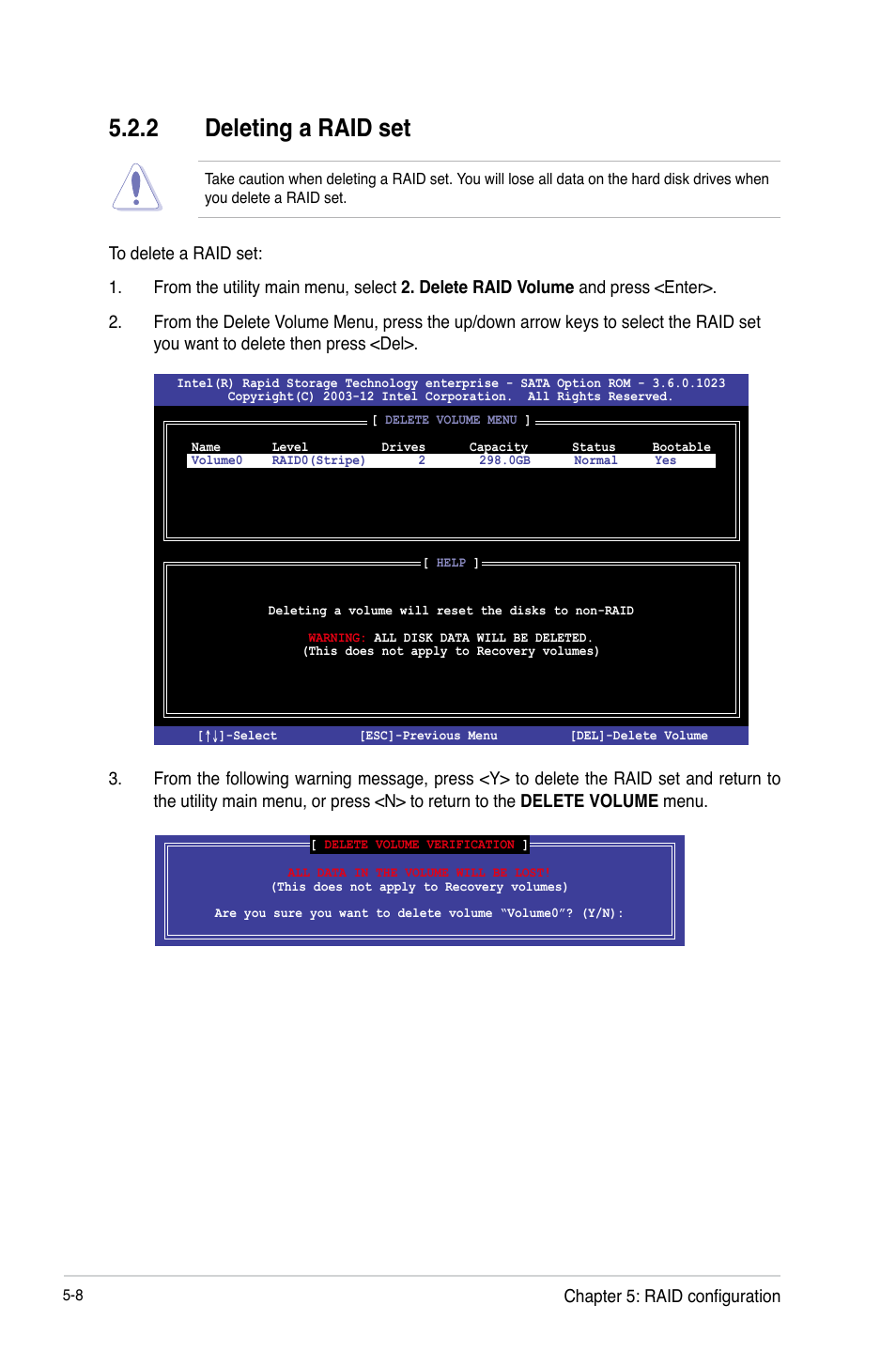 2 deleting a raid set, Deleting a raid set -8 | Asus P9D-MV User Manual | Page 112 / 156