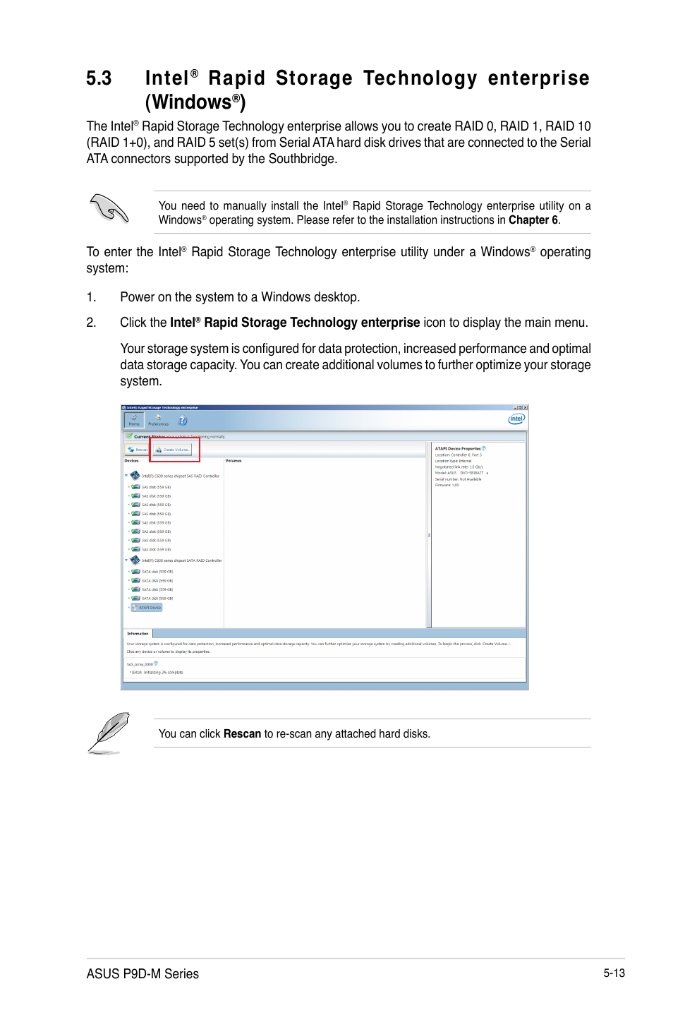 Intel, Rapid storage technology enterprise (windows, 3 intel | Asus P9D-MV User Manual | Page 117 / 156