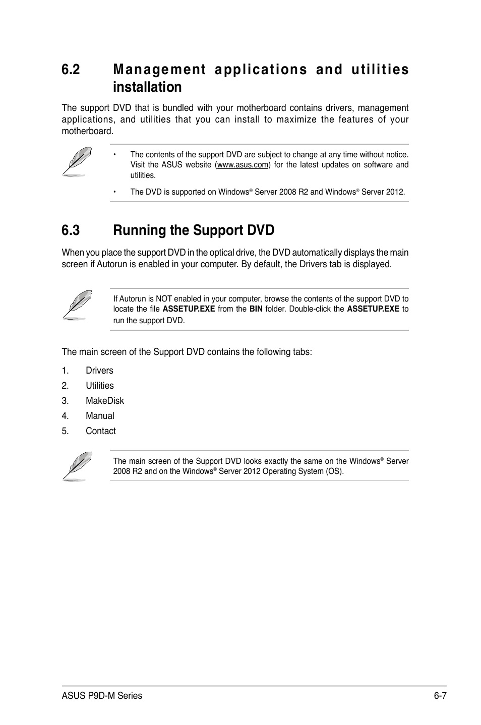 3 running the support dvd, Running the support dvd -7 | Asus P9D-MV User Manual | Page 129 / 156