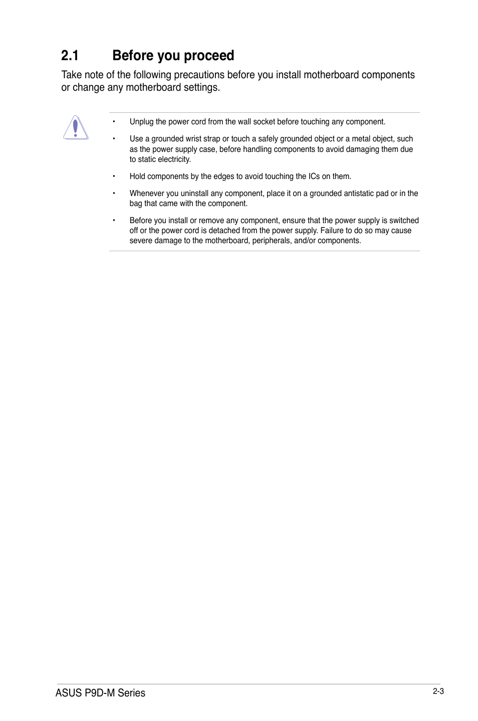 1 before you proceed, Before you proceed -3 | Asus P9D-MV User Manual | Page 23 / 156