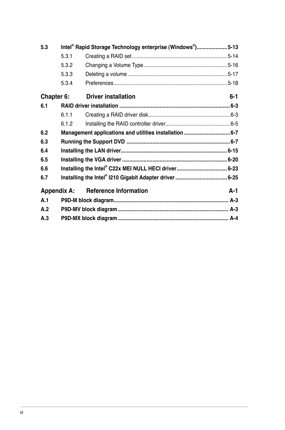 Asus P9D-MV User Manual | Page 6 / 156