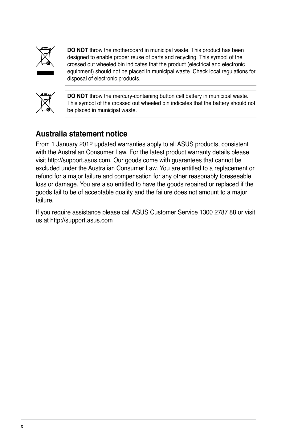 Australia statement notice | Asus RS740-E7-RS24-EG User Manual | Page 10 / 212