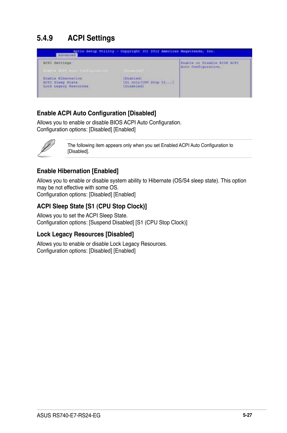 9 acpi settings | Asus RS740-E7-RS24-EG User Manual | Page 113 / 212