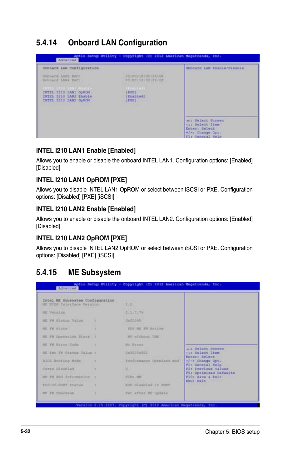 14 onboard lan configuration, 15 me subsystem | Asus RS740-E7-RS24-EG User Manual | Page 118 / 212