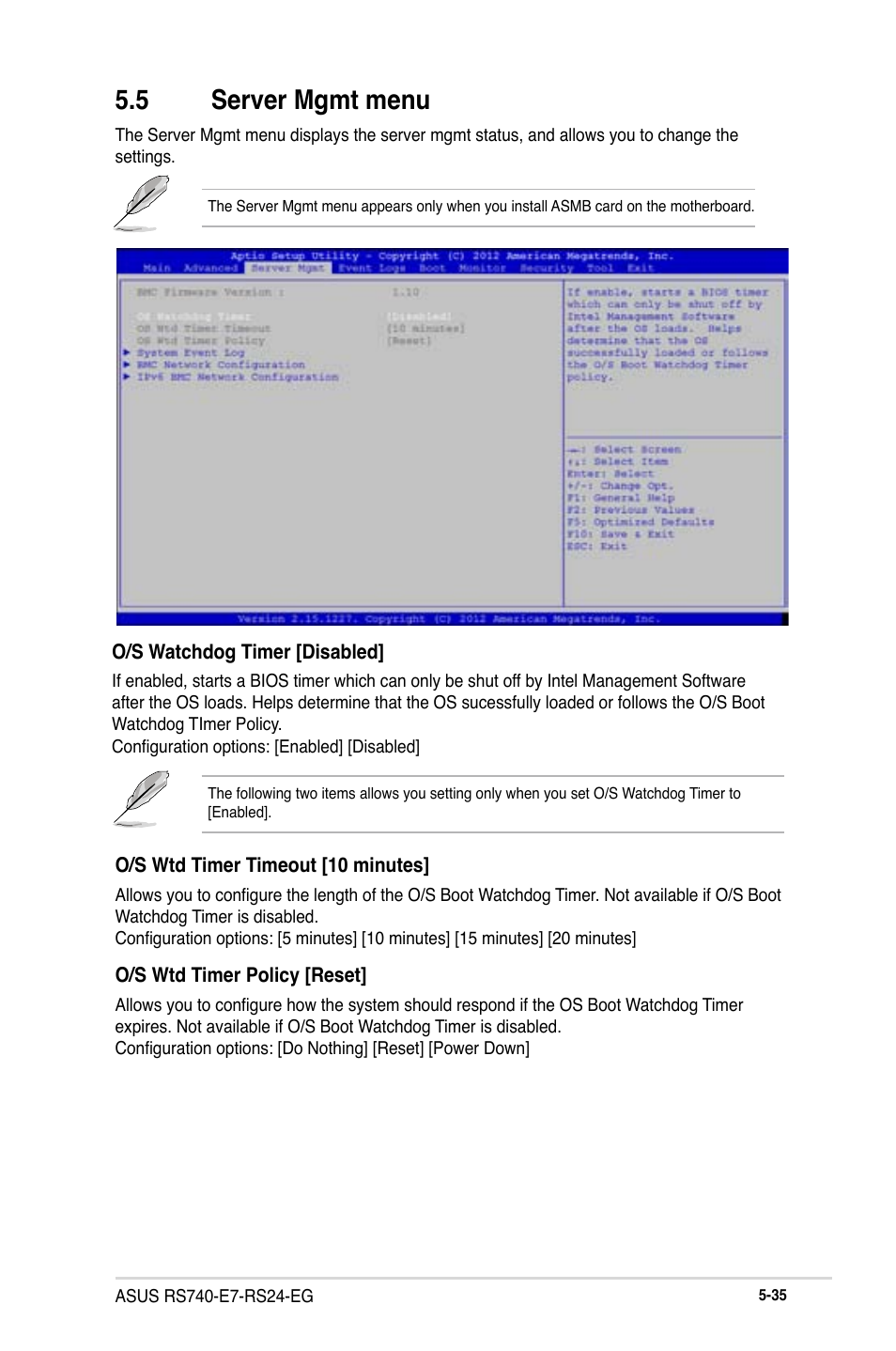 5 server mgmt menu | Asus RS740-E7-RS24-EG User Manual | Page 121 / 212