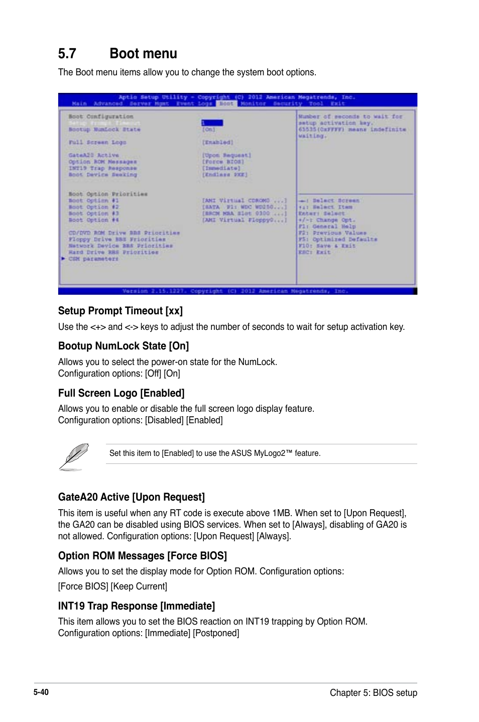 7 boot menu | Asus RS740-E7-RS24-EG User Manual | Page 126 / 212