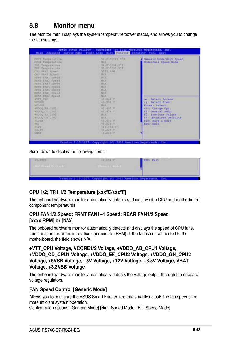 8 monitor menu | Asus RS740-E7-RS24-EG User Manual | Page 129 / 212