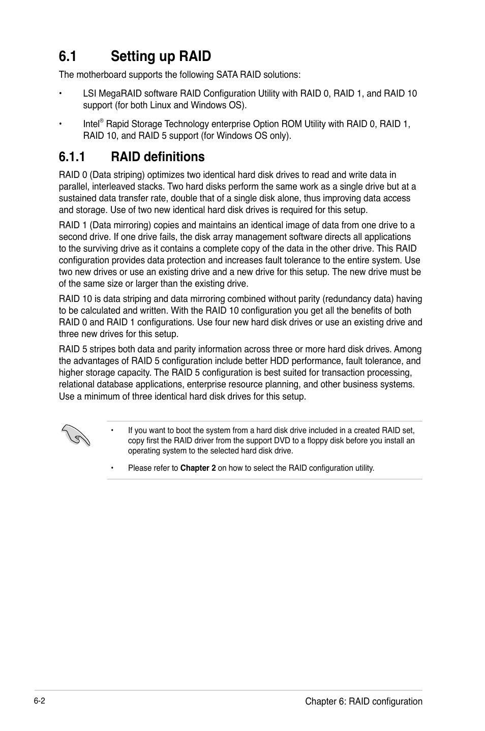 1 setting up raid, 1 raid definitions | Asus RS740-E7-RS24-EG User Manual | Page 136 / 212