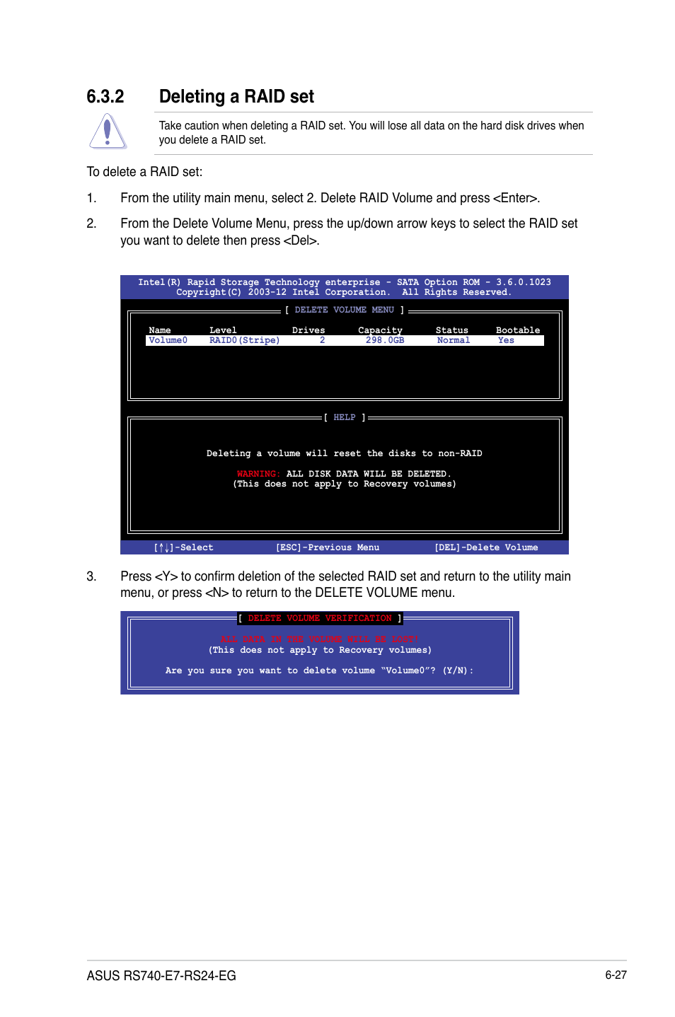 2 deleting a raid set | Asus RS740-E7-RS24-EG User Manual | Page 161 / 212