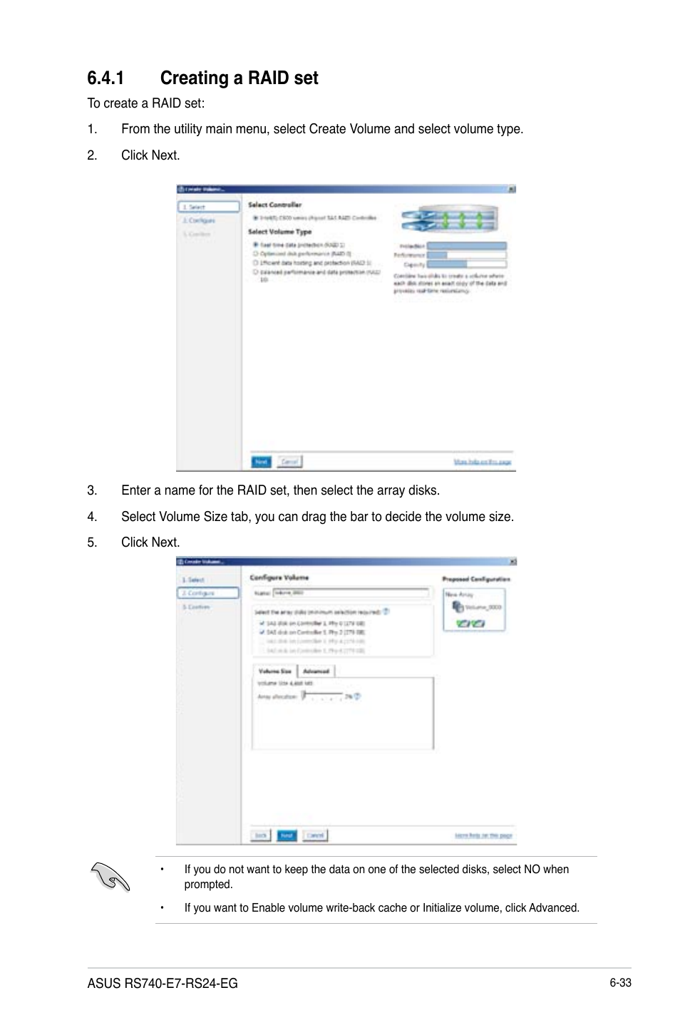 1 creating a raid set | Asus RS740-E7-RS24-EG User Manual | Page 167 / 212