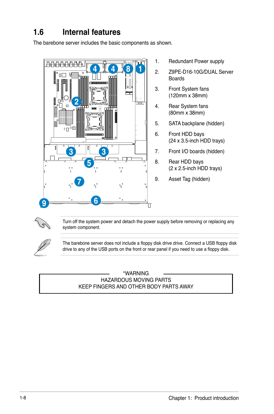 6 internal features | Asus RS740-E7-RS24-EG User Manual | Page 20 / 212