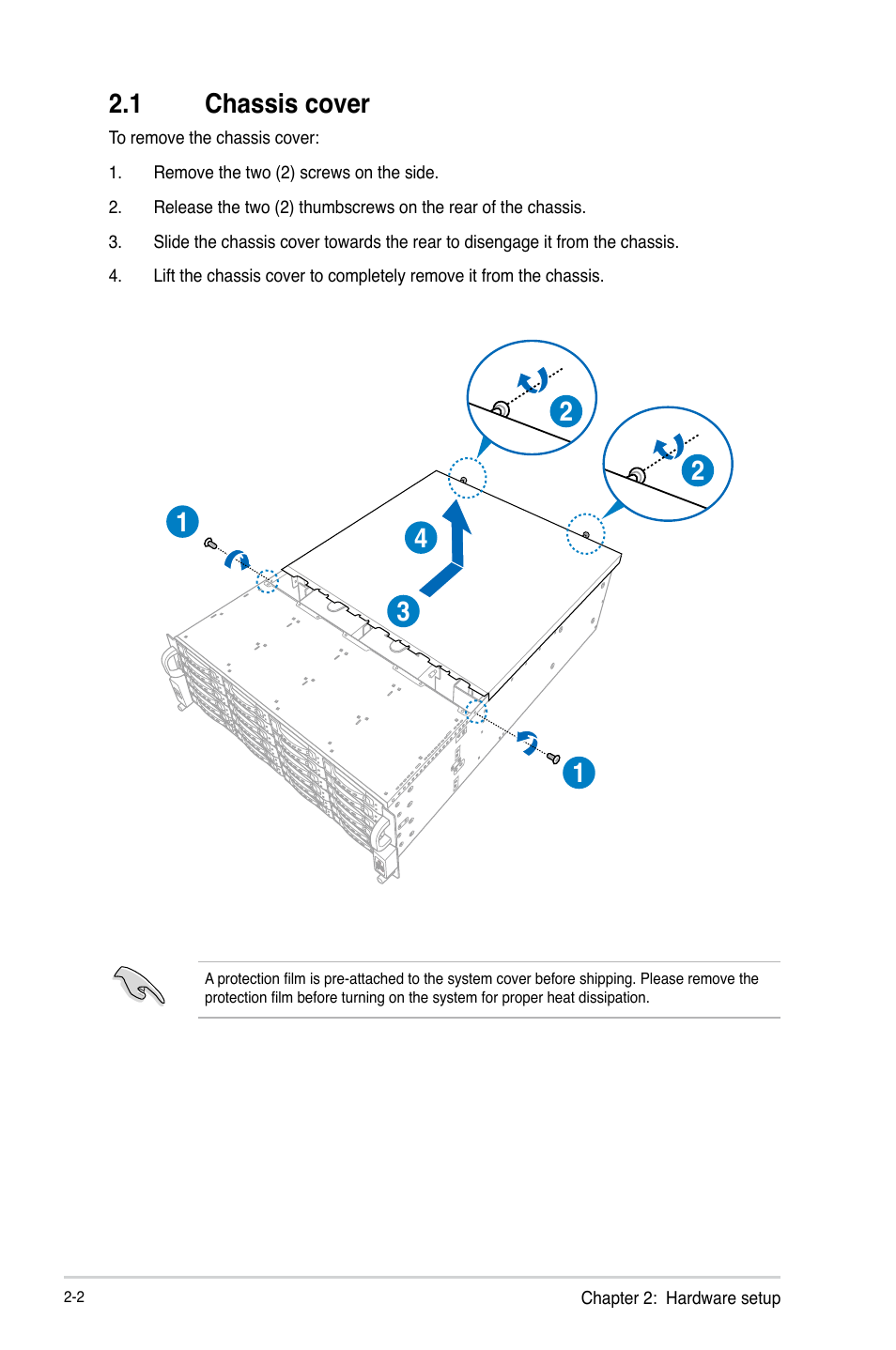 1 chassis cover | Asus RS740-E7-RS24-EG User Manual | Page 26 / 212