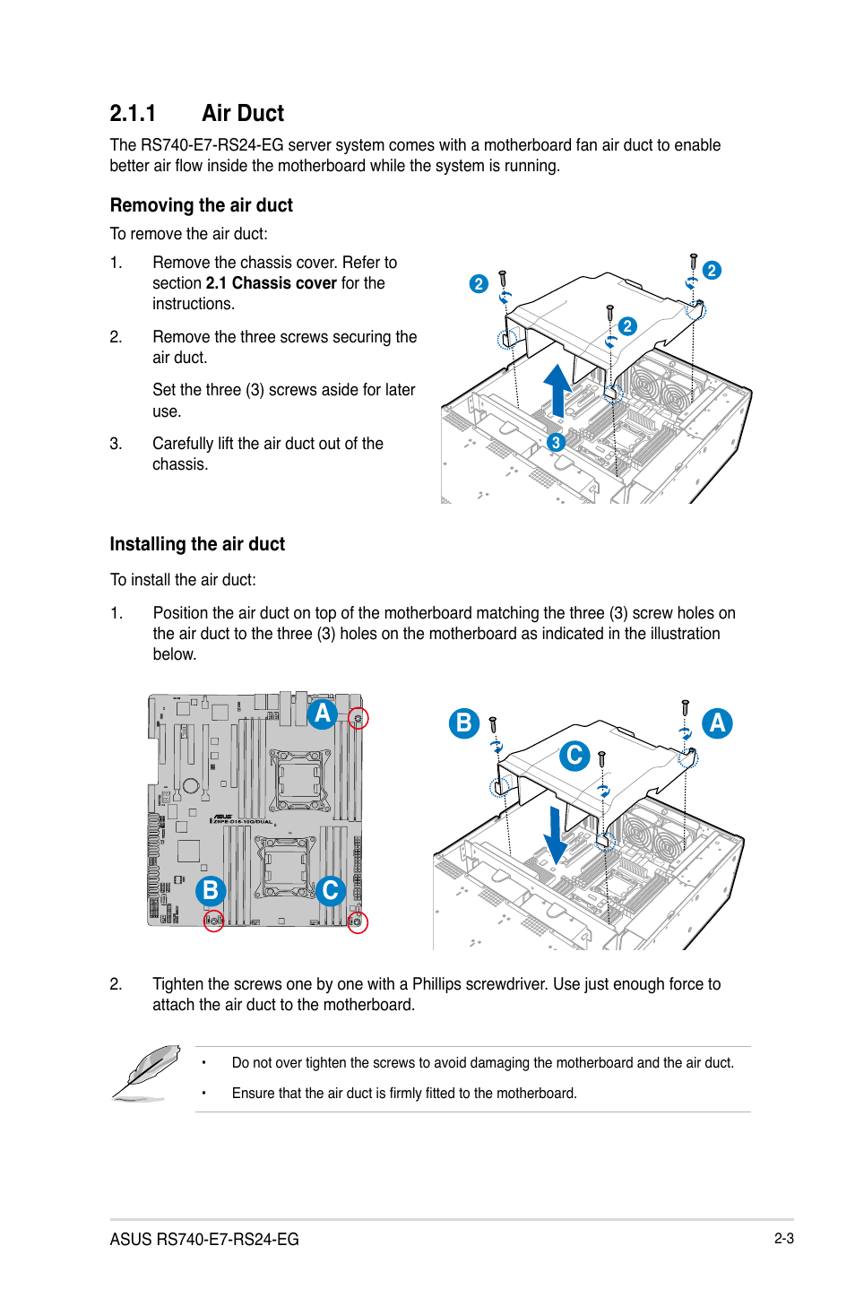 Cb a, Ab c, 1 air duct | Asus RS740-E7-RS24-EG User Manual | Page 27 / 212