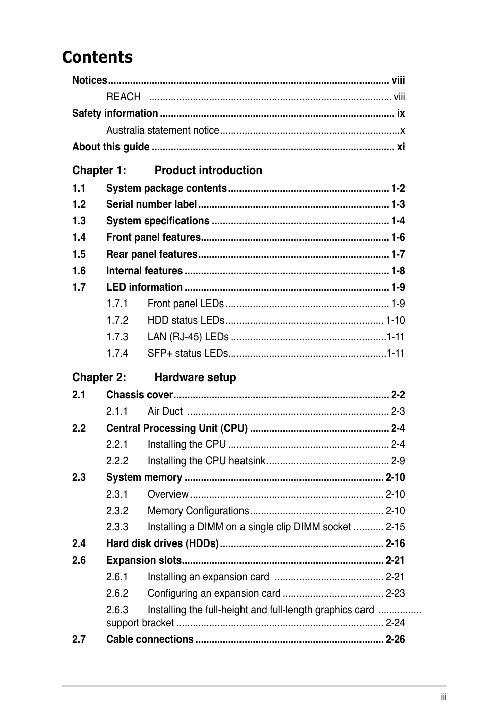 Asus RS740-E7-RS24-EG User Manual | Page 3 / 212