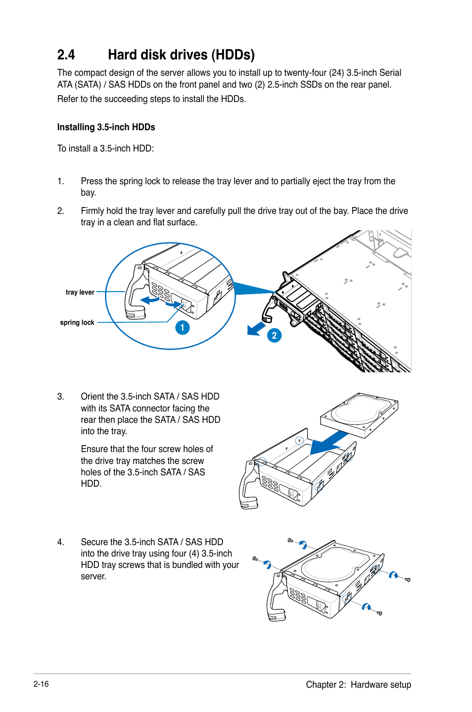 4 hard disk drives (hdds) | Asus RS740-E7-RS24-EG User Manual | Page 40 / 212