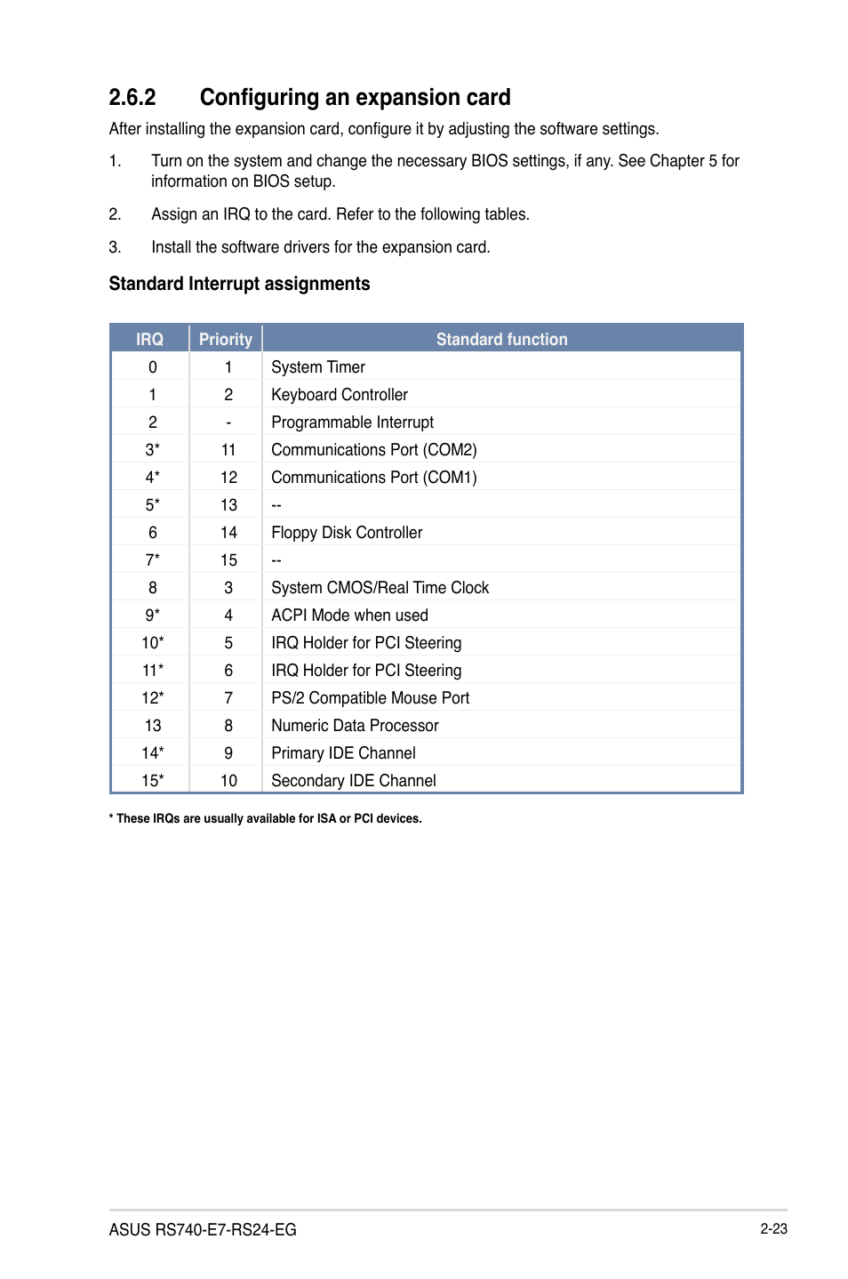 2 configuring an expansion card | Asus RS740-E7-RS24-EG User Manual | Page 47 / 212