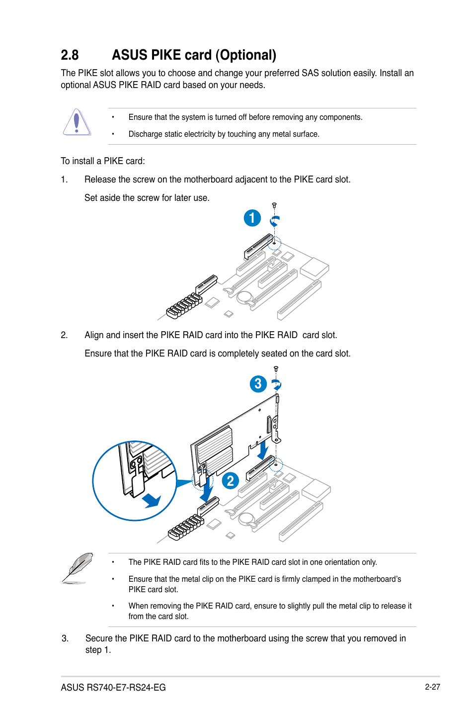 8 asus pike card (optional) | Asus RS740-E7-RS24-EG User Manual | Page 51 / 212