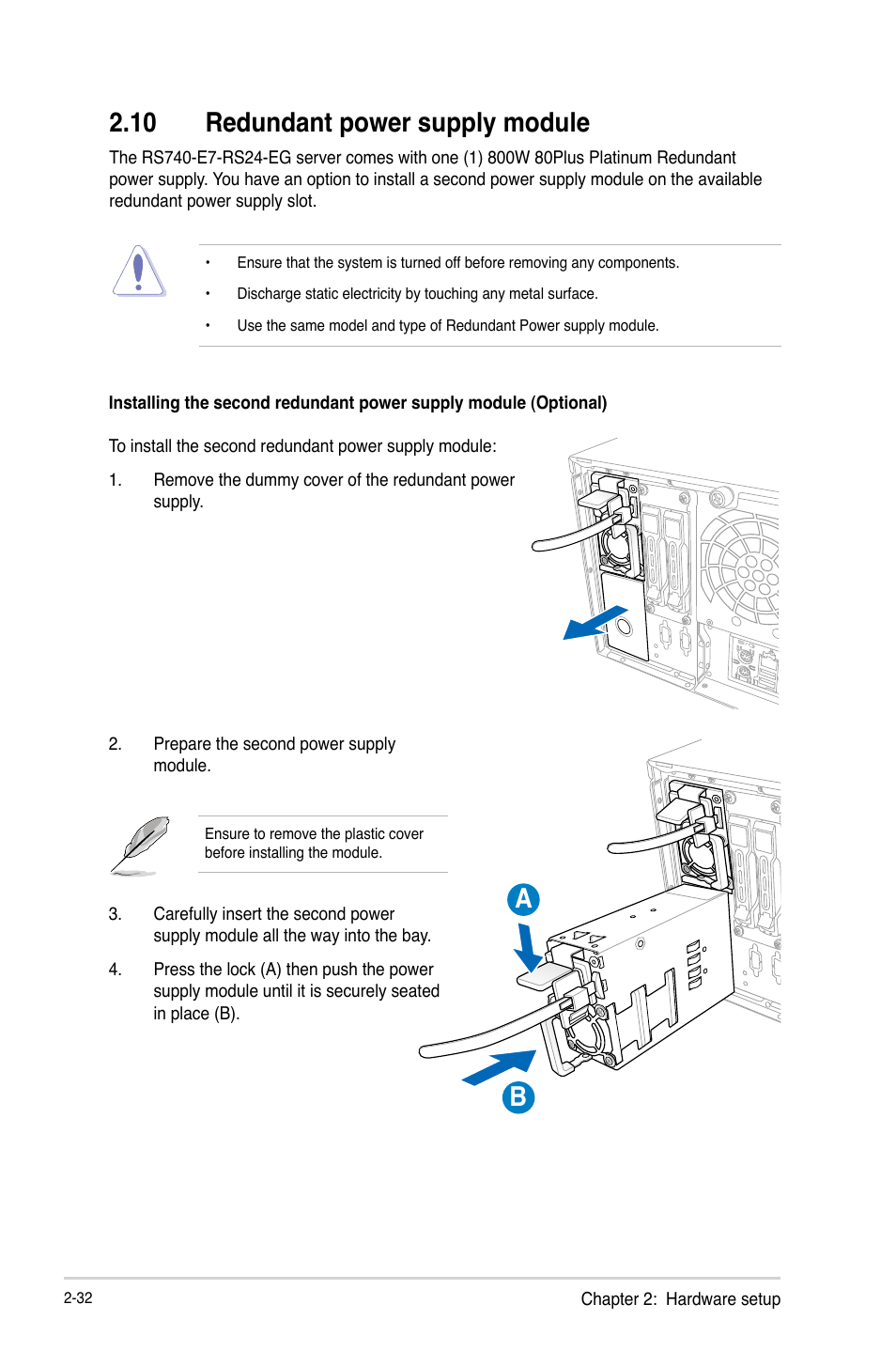 10 redundant power supply module | Asus RS740-E7-RS24-EG User Manual | Page 56 / 212