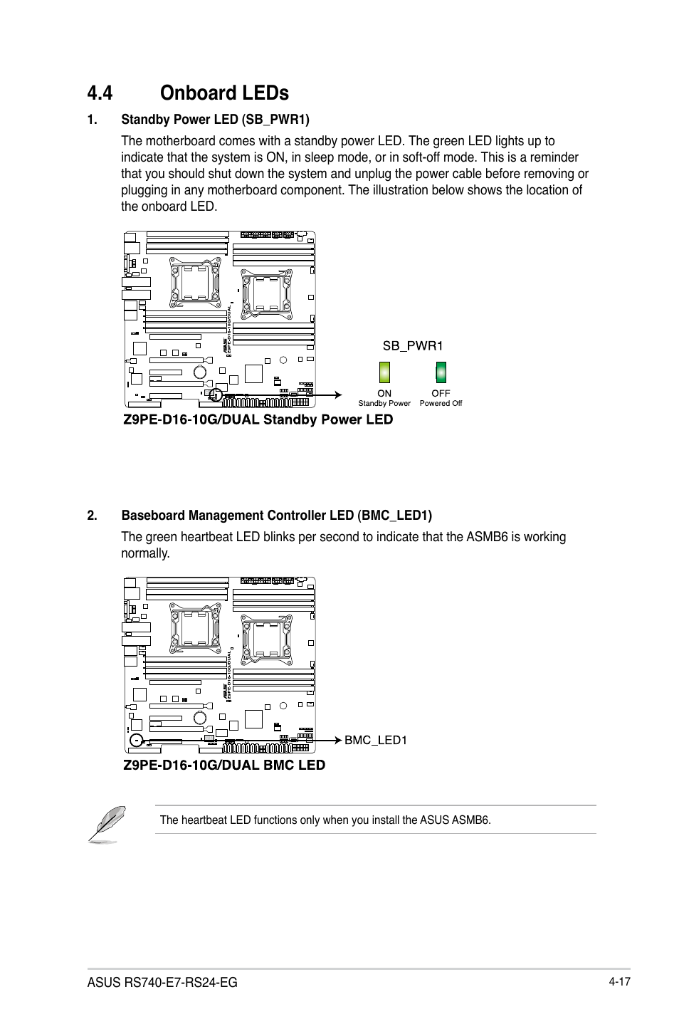 4 onboard leds | Asus RS740-E7-RS24-EG User Manual | Page 81 / 212