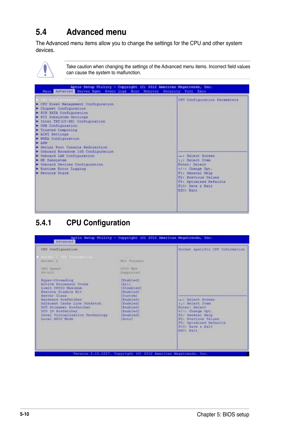 4 advanced menu, 1 cpu configuration | Asus RS740-E7-RS24-EG User Manual | Page 96 / 212