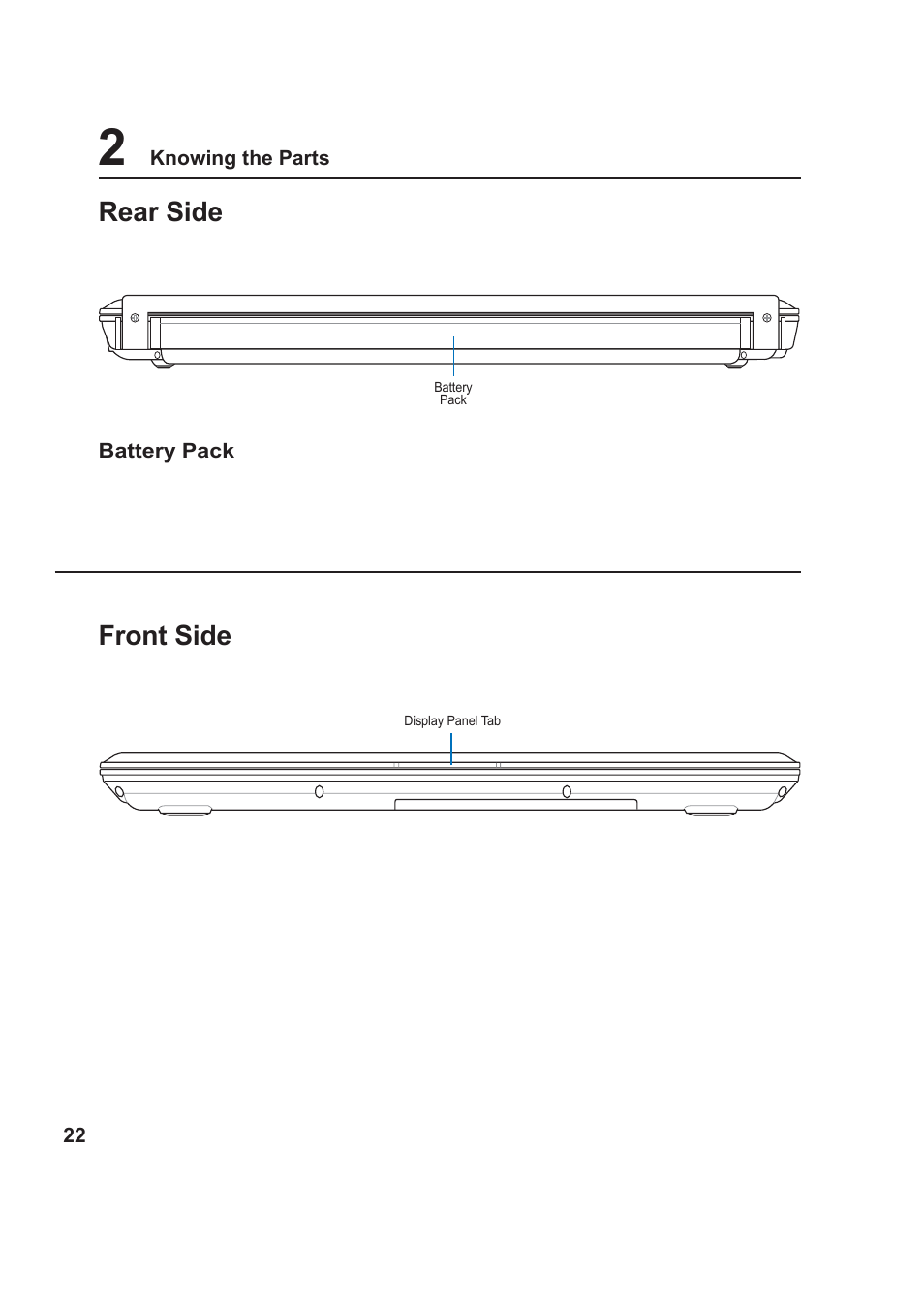 Front side, Rear side | Asus VX1 User Manual | Page 22 / 77