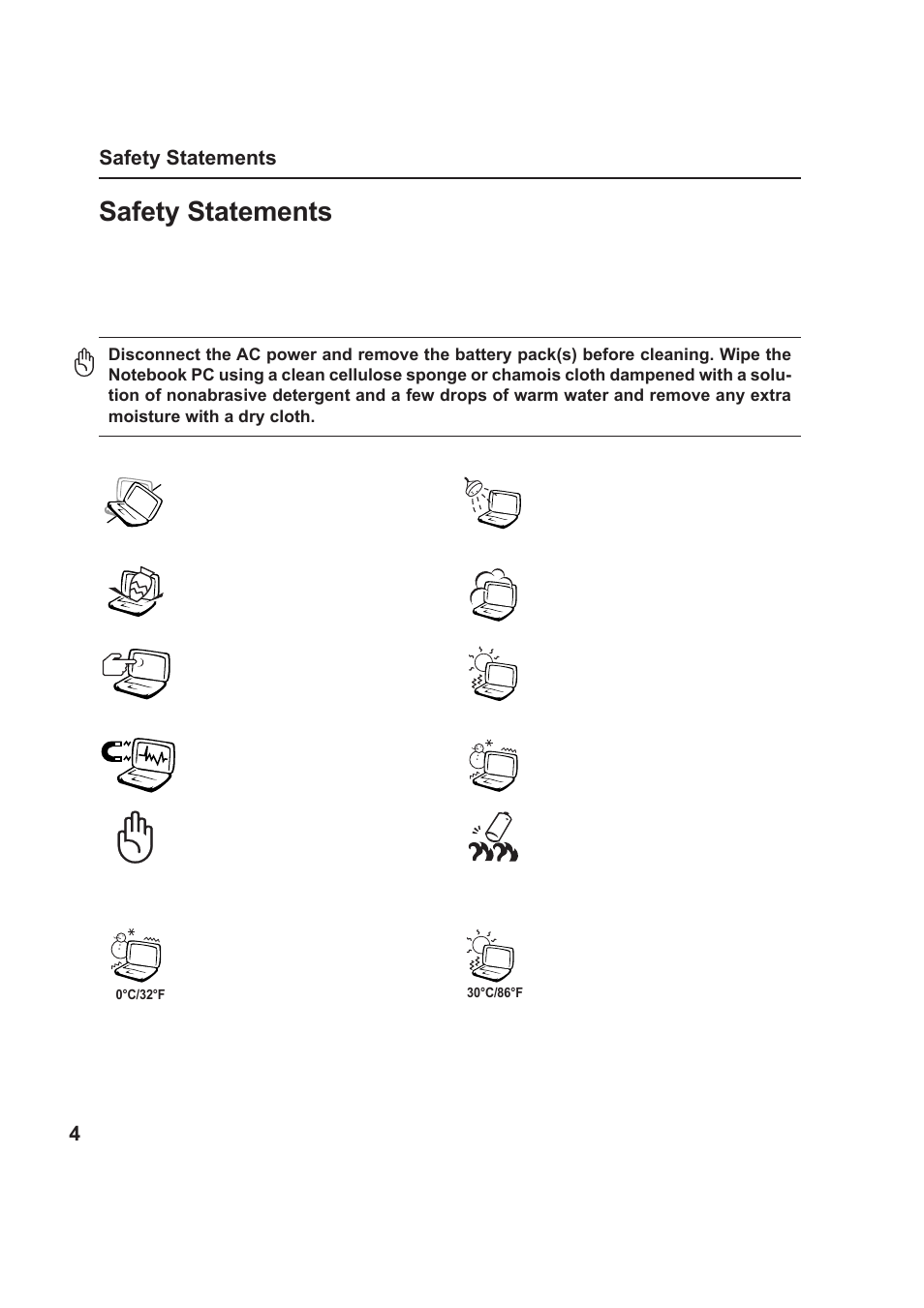 Safety statements | Asus VX1 User Manual | Page 4 / 77