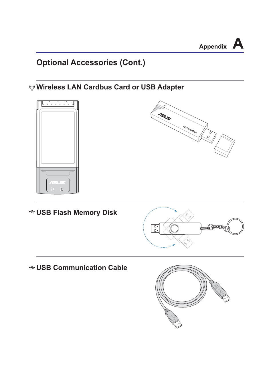 Optional accessories (cont.) | Asus VX1 User Manual | Page 63 / 77