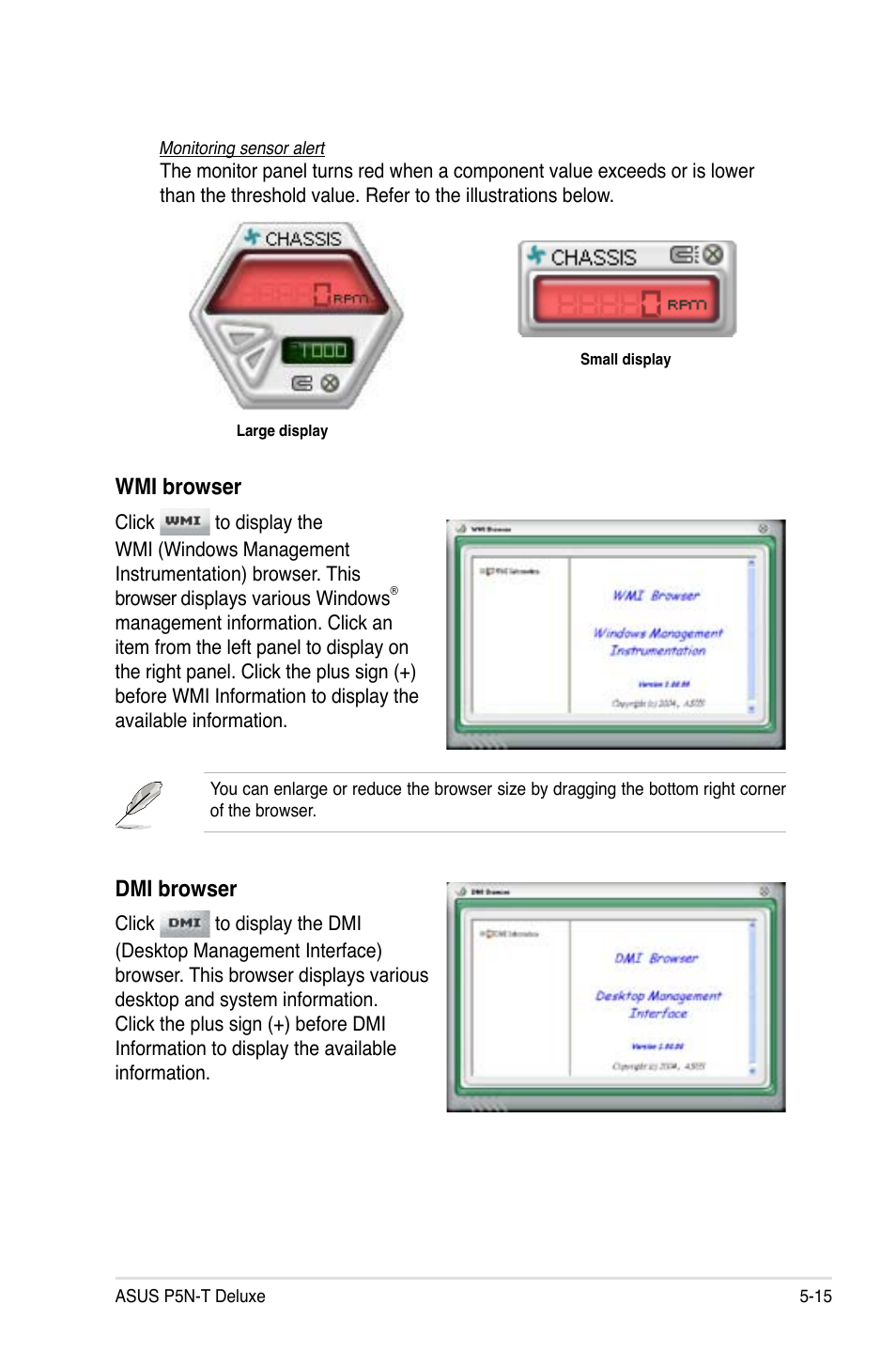 Wmi browser, Dmi browser | Asus P5N-T Deluxe User Manual | Page 129 / 174