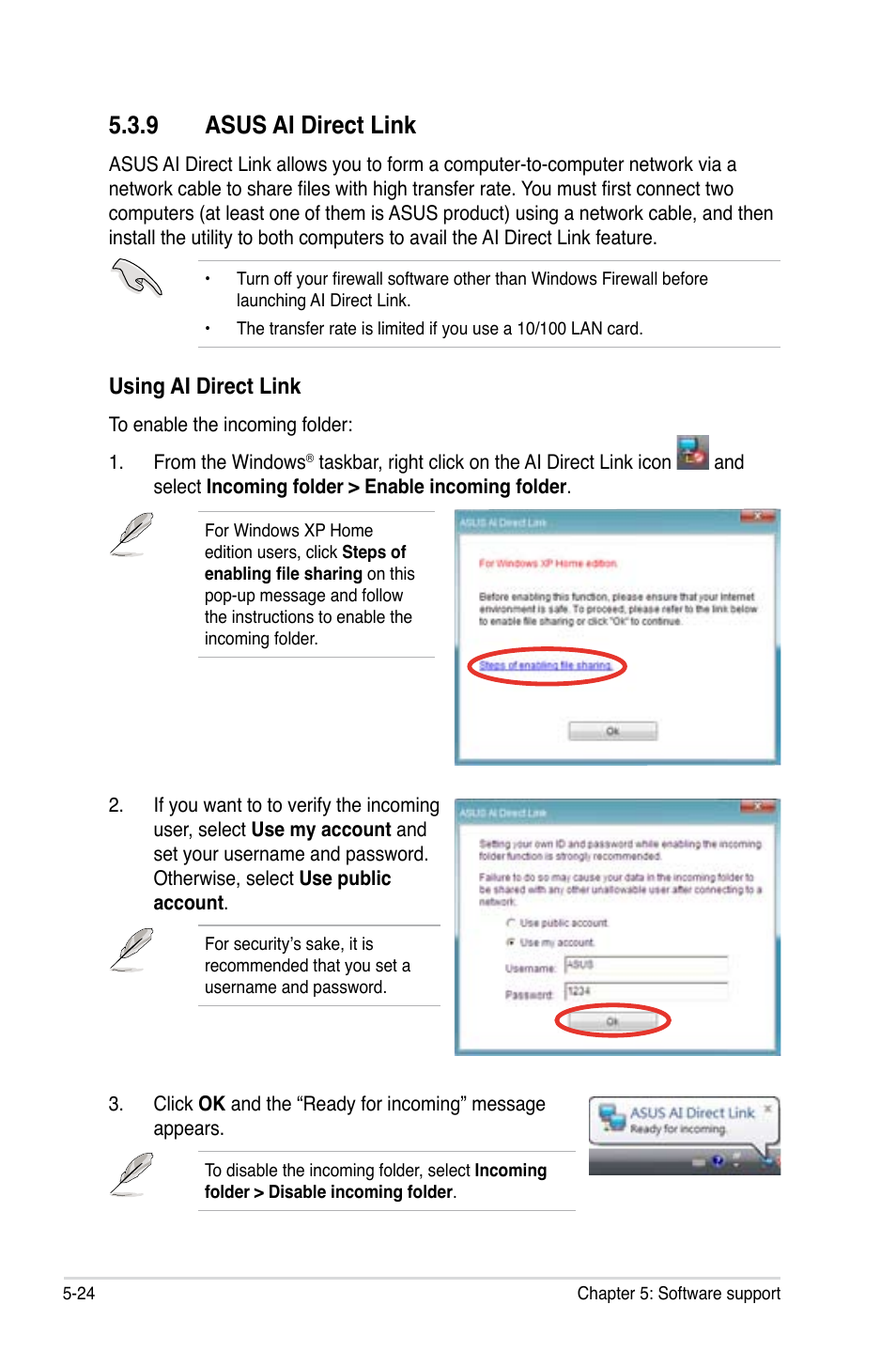 9 asus ai direct link, Using ai direct link | Asus P5N-T Deluxe User Manual | Page 138 / 174