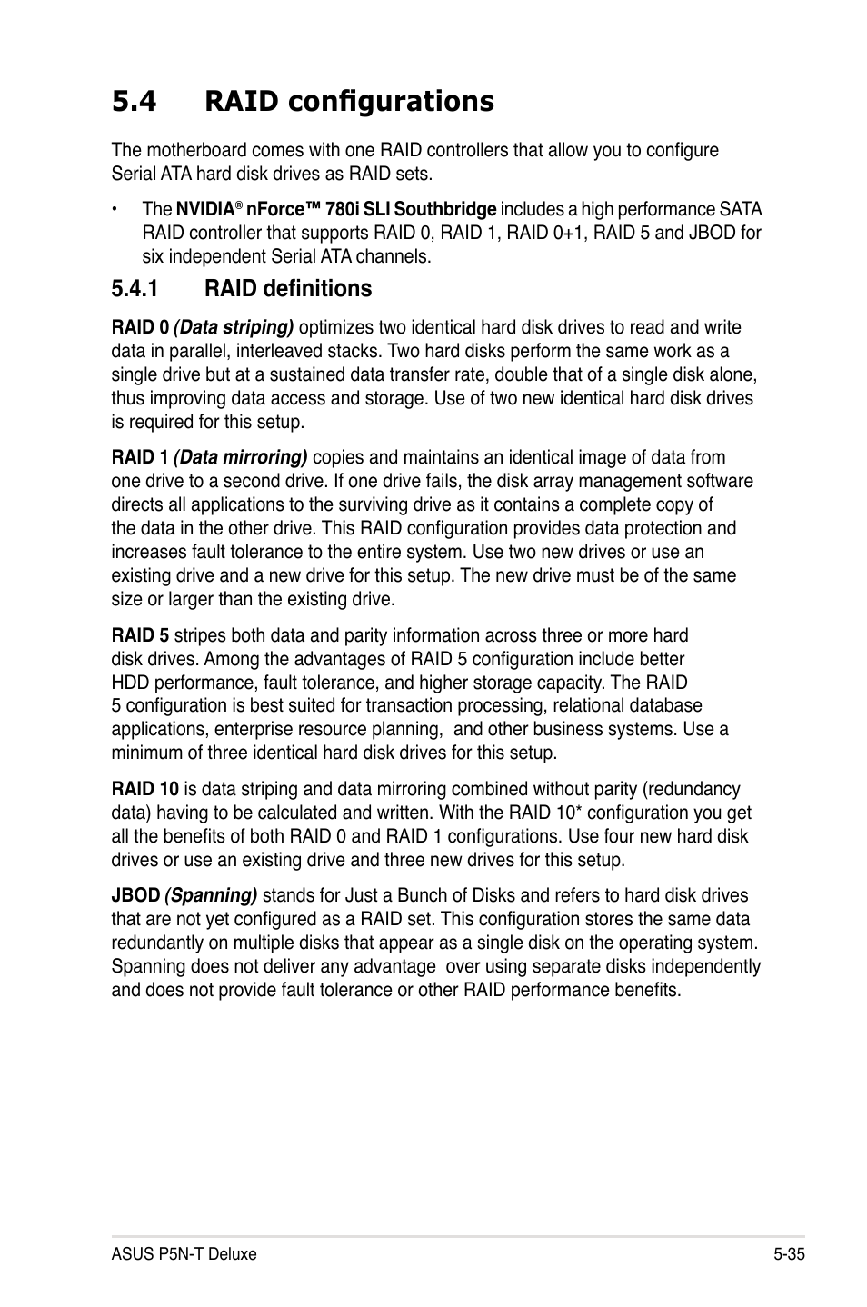 4 raid configurations, 1 raid definitions | Asus P5N-T Deluxe User Manual | Page 149 / 174