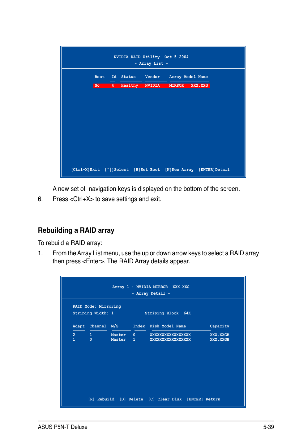 Rebuilding a raid array | Asus P5N-T Deluxe User Manual | Page 153 / 174