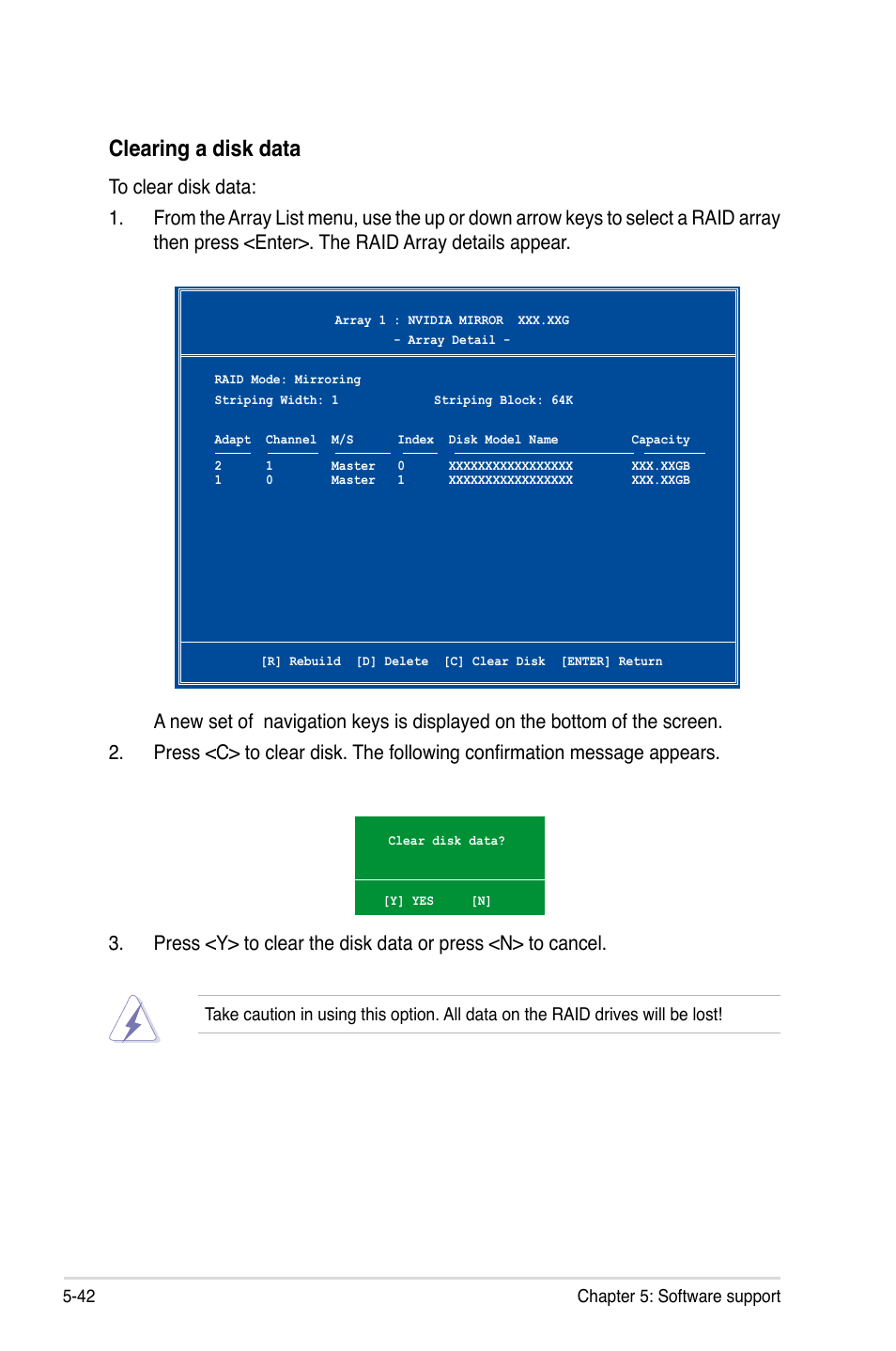 Clearing a disk data | Asus P5N-T Deluxe User Manual | Page 156 / 174