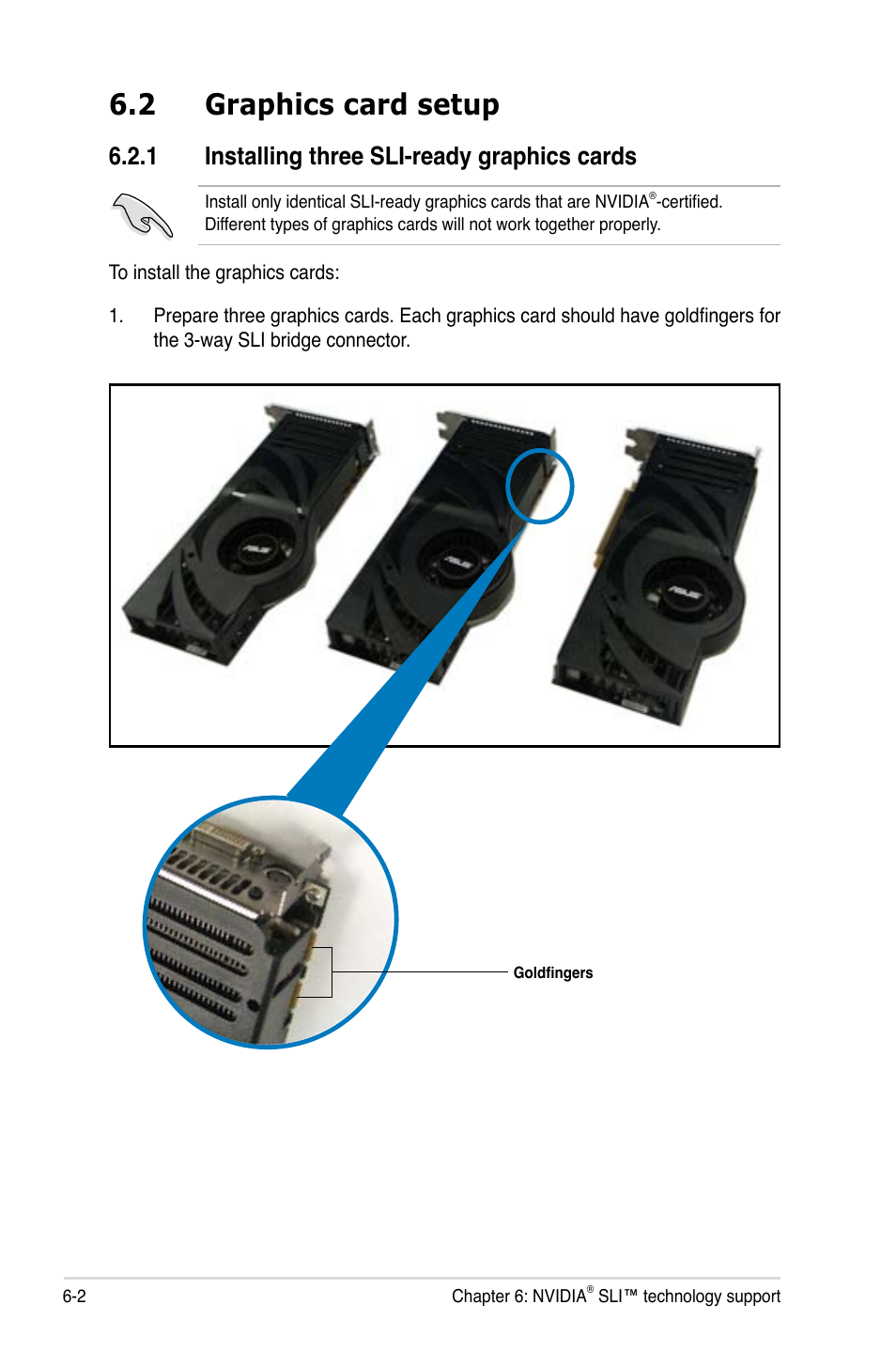 2 graphics card setup, 1 installing three sli-ready graphics cards | Asus P5N-T Deluxe User Manual | Page 162 / 174