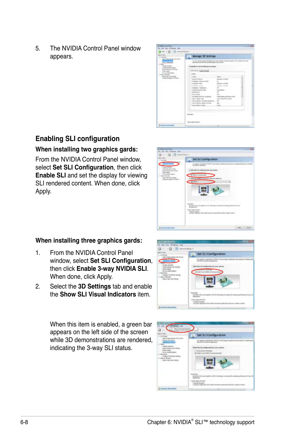 Enabling sli configuration | Asus P5N-T Deluxe User Manual | Page 168 / 174