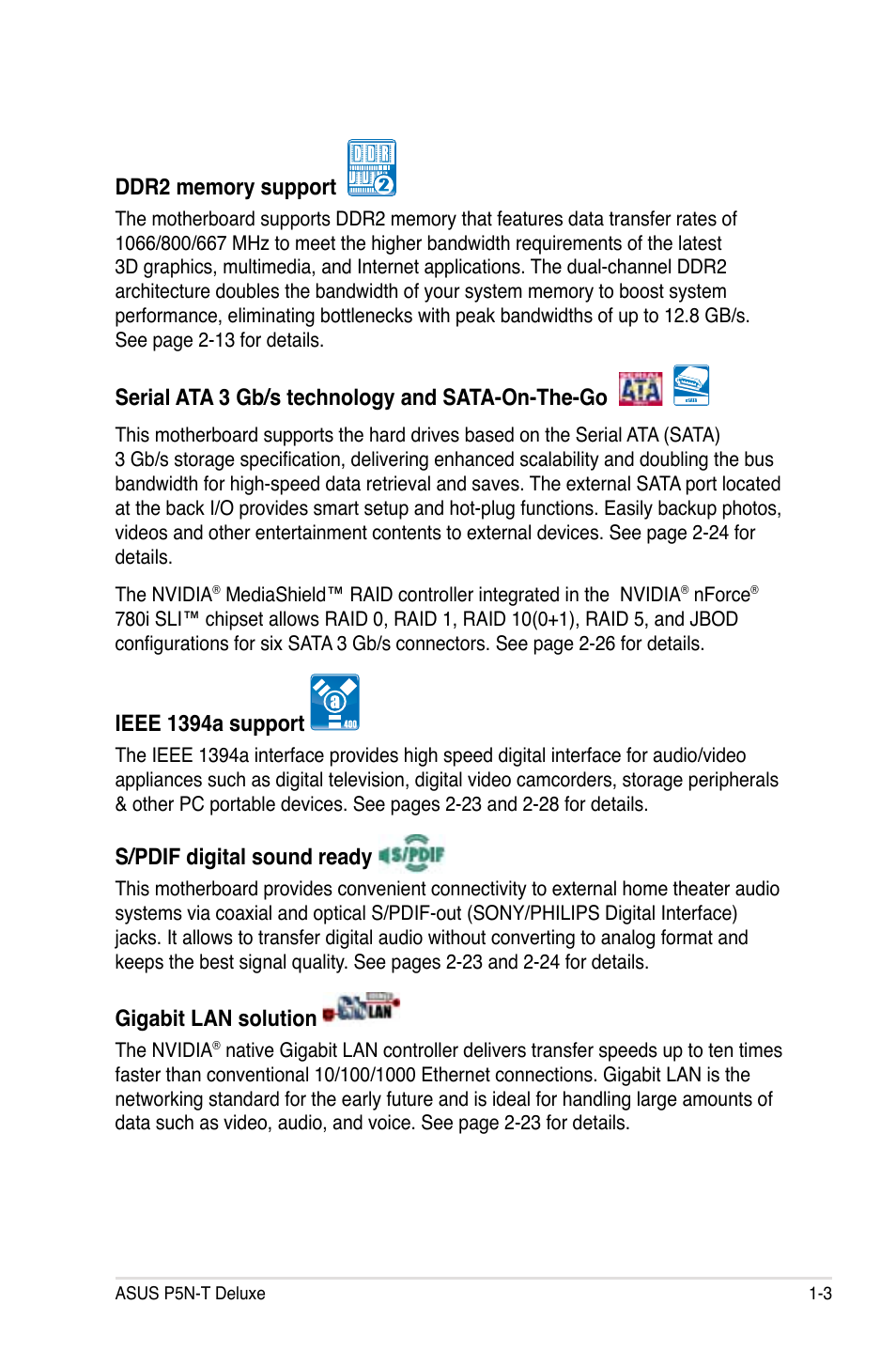 Asus P5N-T Deluxe User Manual | Page 19 / 174