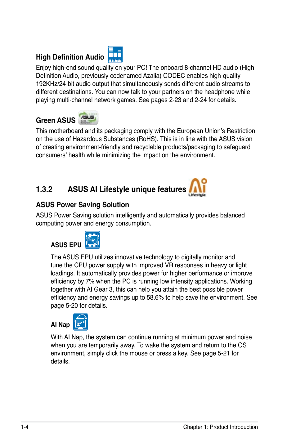 2 asus ai lifestyle unique features | Asus P5N-T Deluxe User Manual | Page 20 / 174