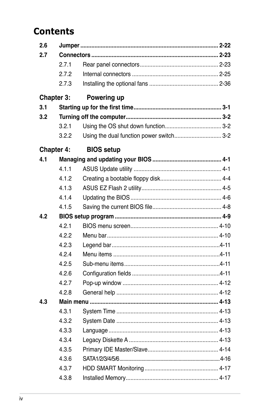 Asus P5N-T Deluxe User Manual | Page 4 / 174
