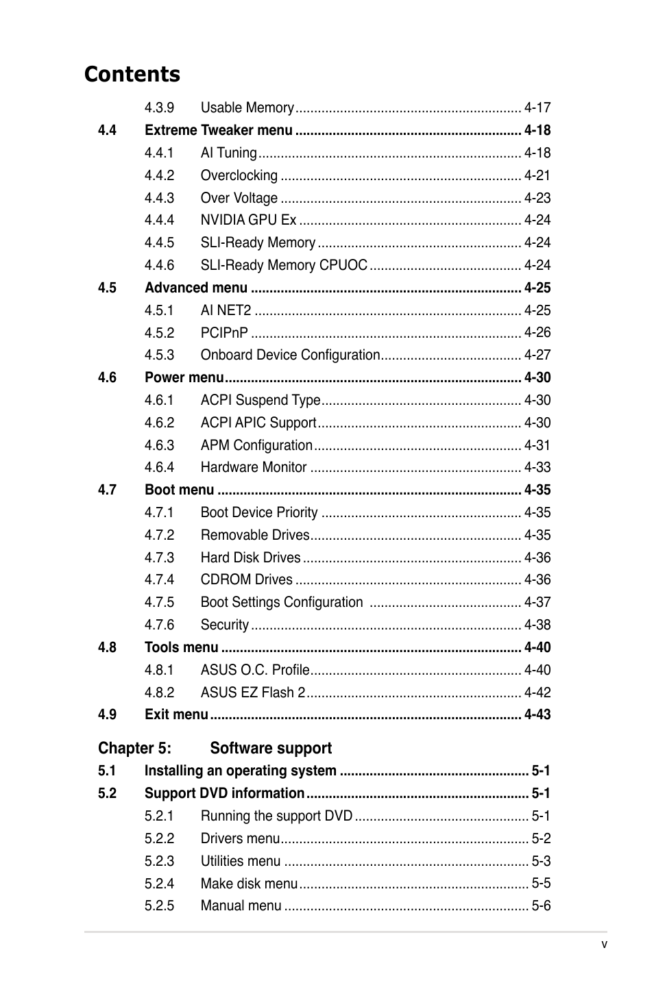 Asus P5N-T Deluxe User Manual | Page 5 / 174