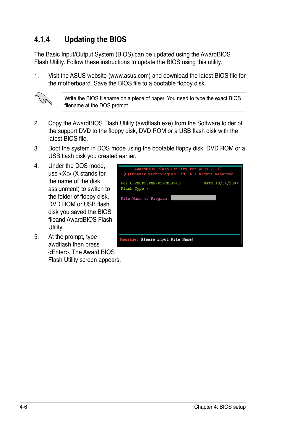 4 updating the bios | Asus P5N-T Deluxe User Manual | Page 74 / 174