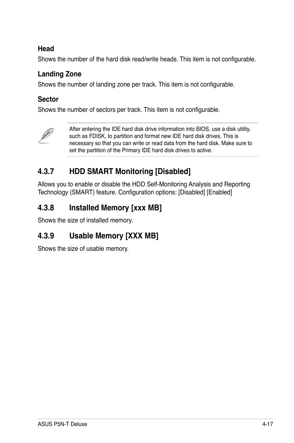 7 hdd smart monitoring [disabled | Asus P5N-T Deluxe User Manual | Page 85 / 174