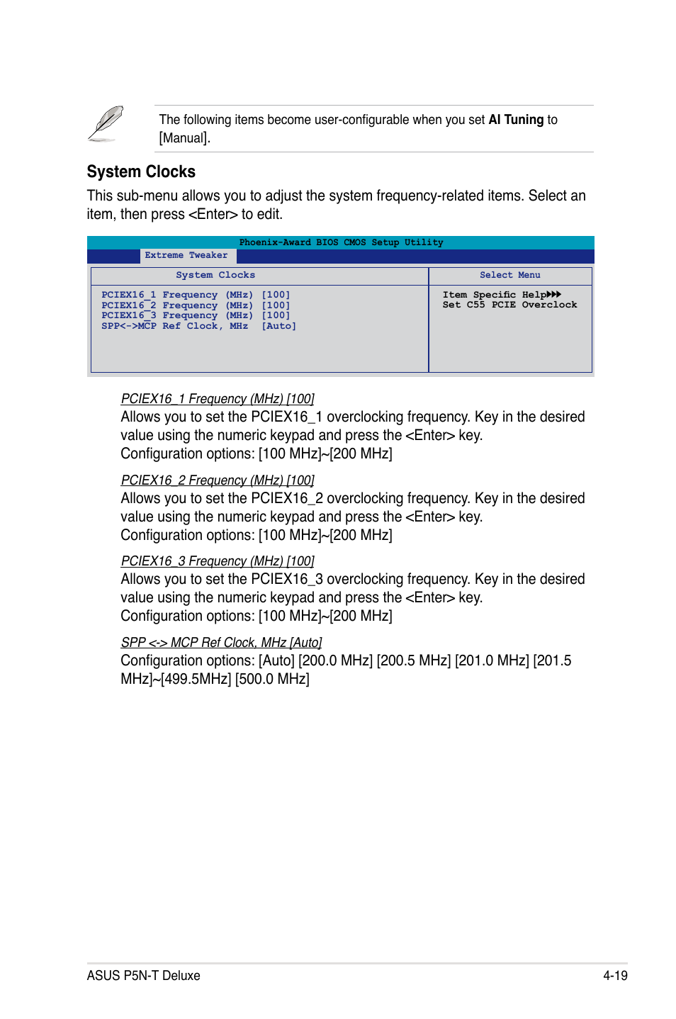 System clocks | Asus P5N-T Deluxe User Manual | Page 87 / 174