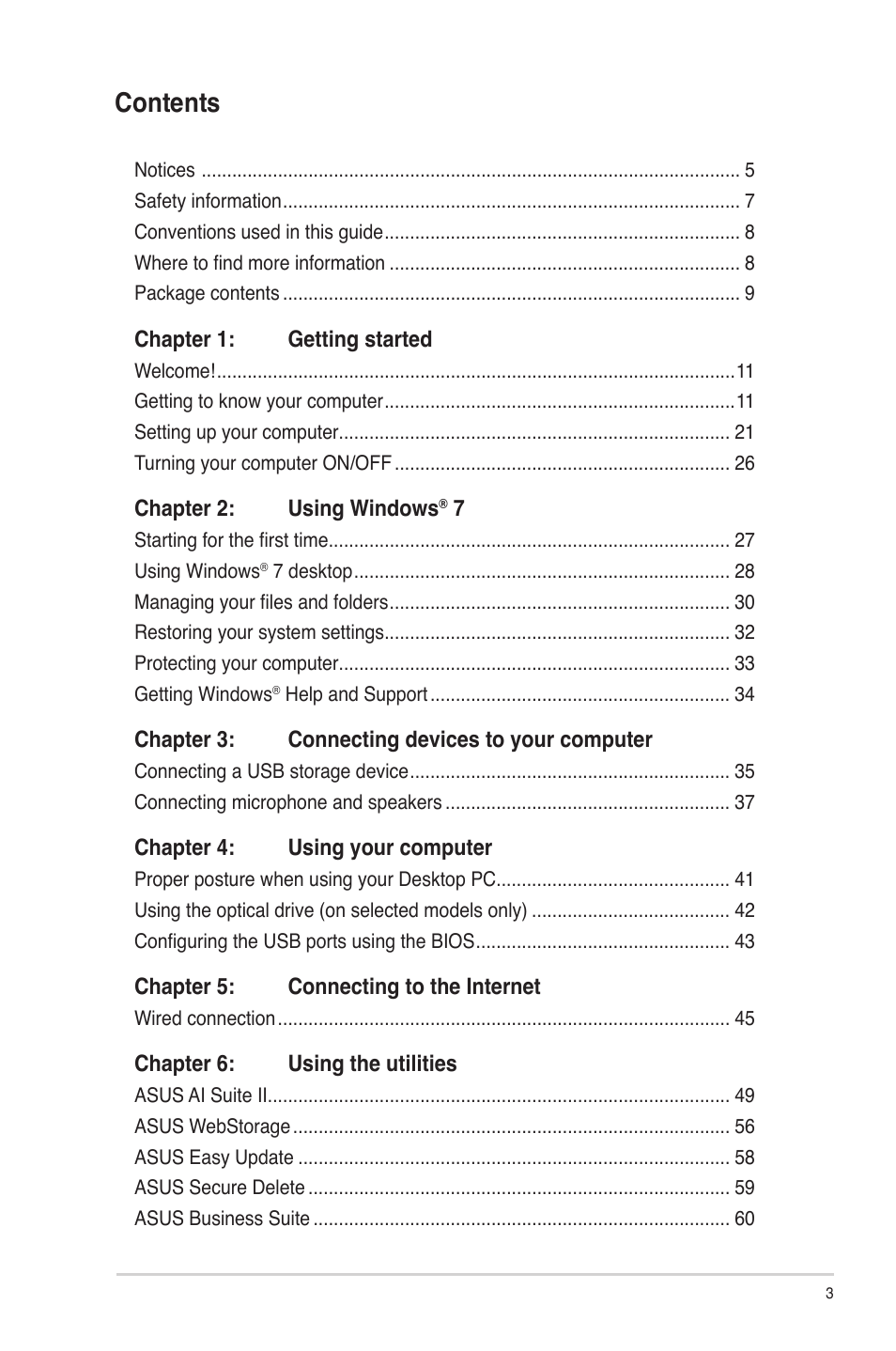 Asus BP6335 User Manual | Page 3 / 72