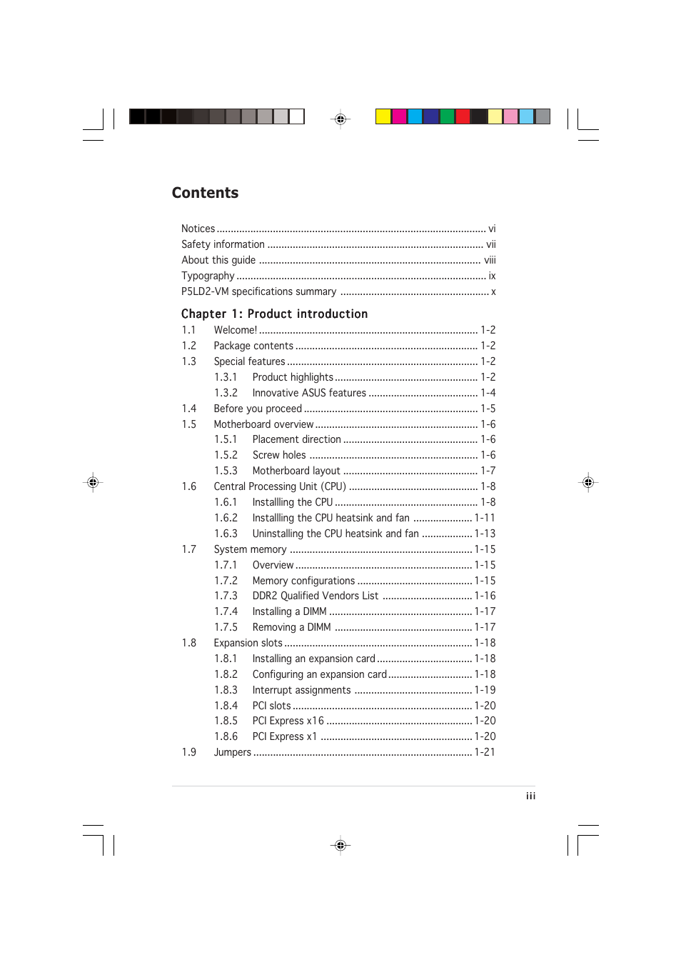 Asus P5LD2-VM User Manual | Page 3 / 90