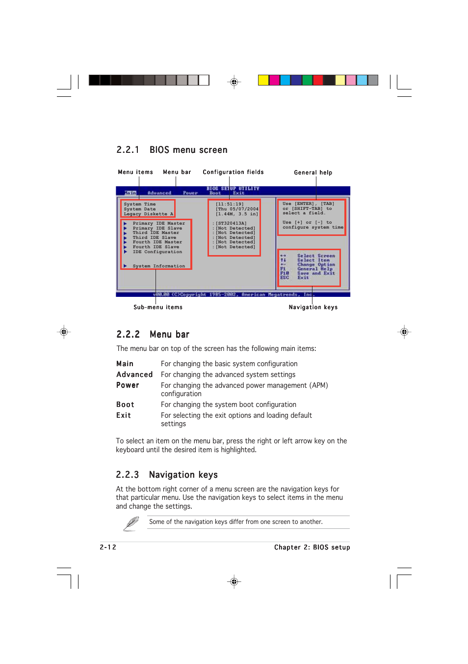 2 menu bar menu bar menu bar menu bar menu bar | Asus P5LD2-VM User Manual | Page 56 / 90