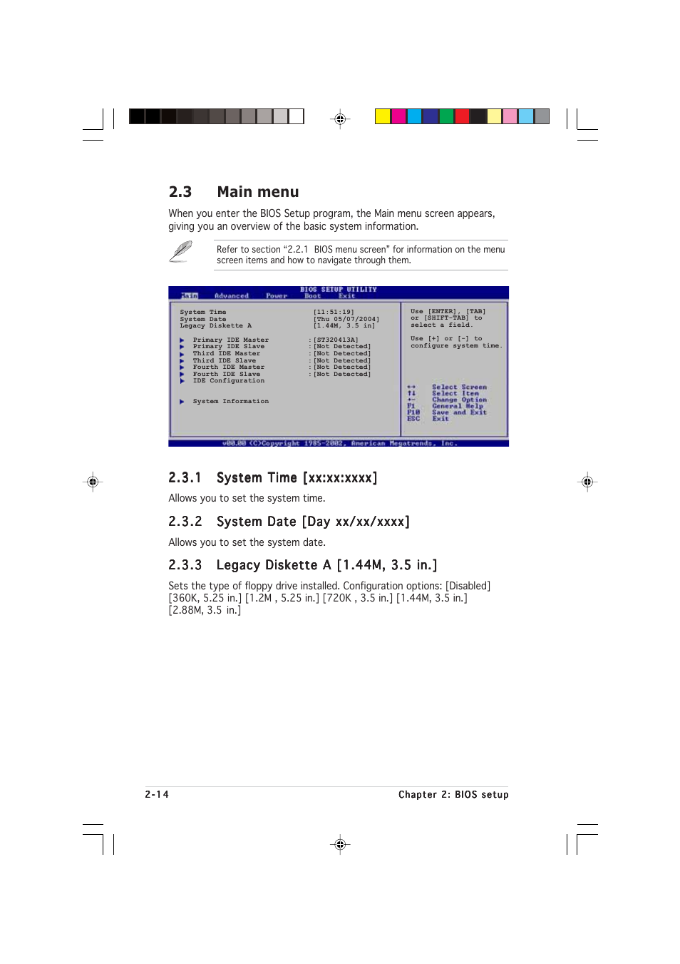 3 main menu | Asus P5LD2-VM User Manual | Page 58 / 90