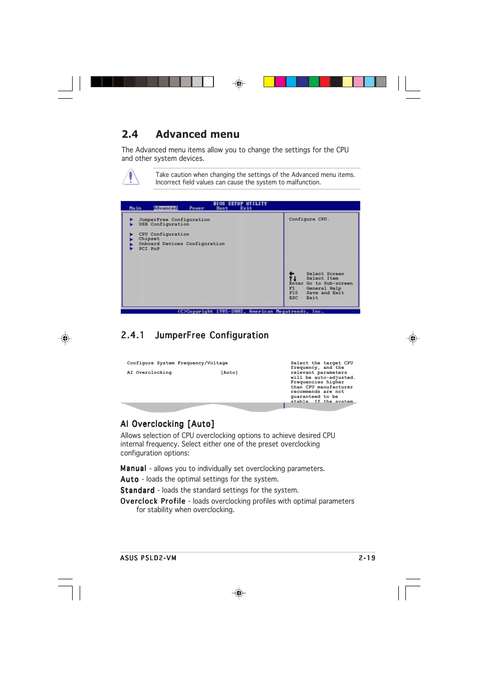 4 advanced menu | Asus P5LD2-VM User Manual | Page 63 / 90