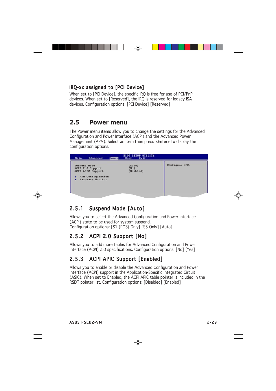 5 power menu | Asus P5LD2-VM User Manual | Page 73 / 90