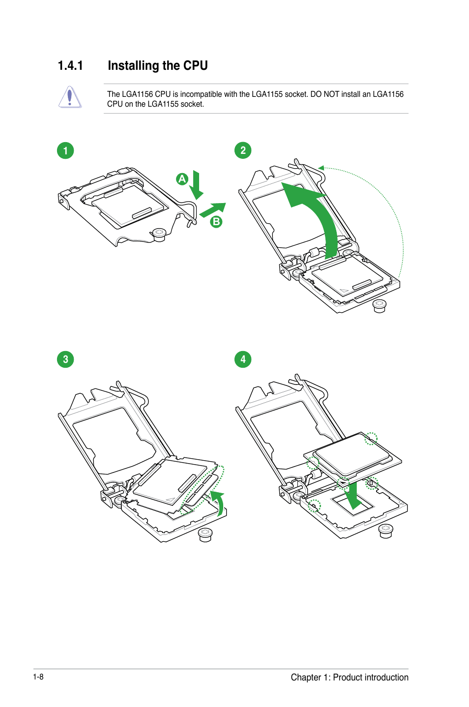 1 installing the cpu, Installing the cpu -8 | Asus P8H61-M LK R2.0 User Manual | Page 20 / 73