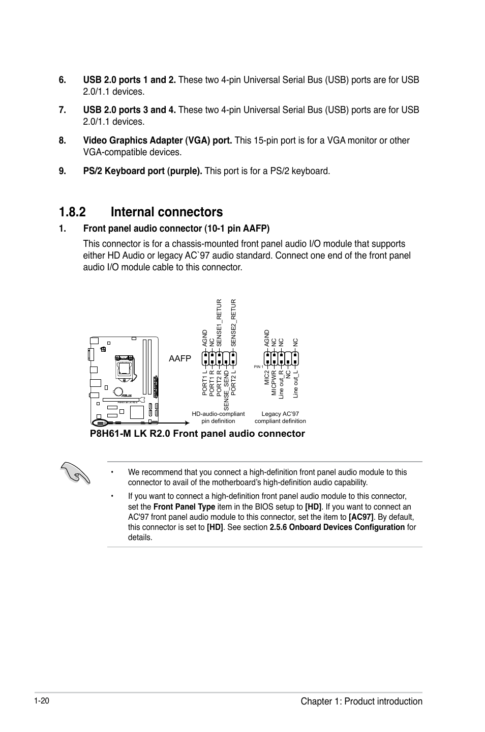 2 internal connectors, Internal connectors -20 | Asus P8H61-M LK R2.0 User Manual | Page 32 / 73