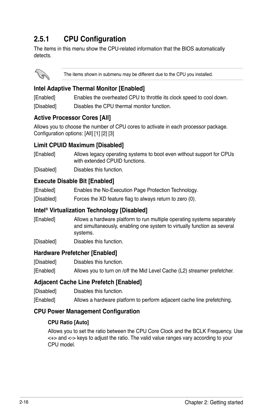 1 cpu configuration, Cpu configuration -16 | Asus P8H61-M LK R2.0 User Manual | Page 54 / 73